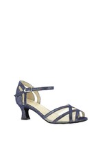 Merlet KAMI-1337-647-Ballroom Shoes 2'' Suede Sole Puntini Leather-NAVY