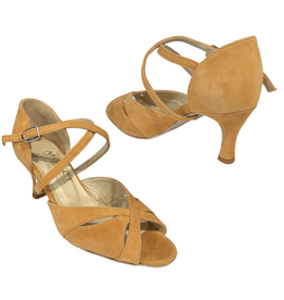 Merlet SABIA-1404-427-Ballroom Shoes 2.5" Suede Sole Velvet Leather-OATS