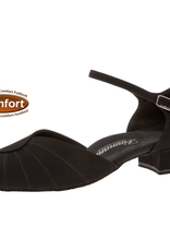 Diamant 001-129-040-Ballroom Shoes Width Wide 1'' Bloc Heel Suede Sole Microfiber-BLACK