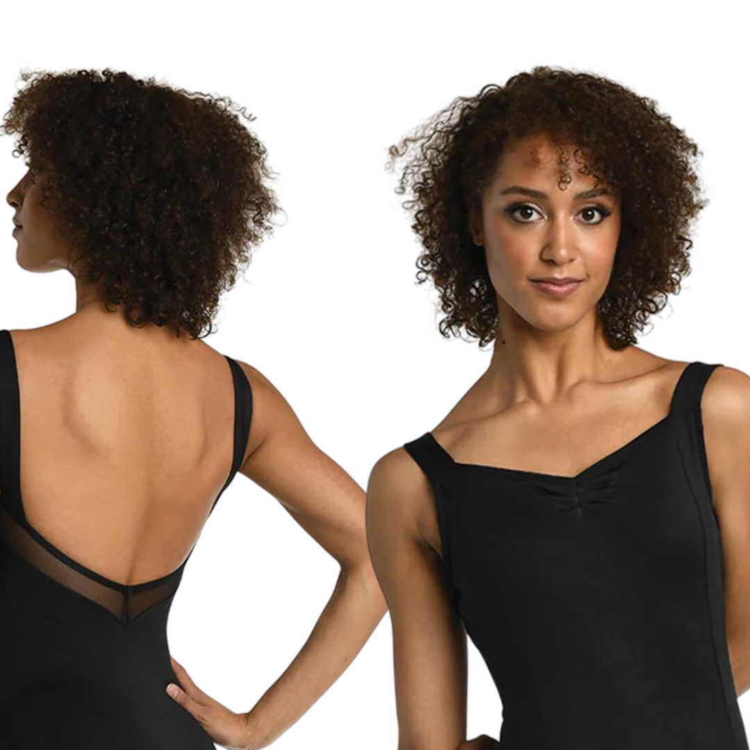 Danshuz 23131A-Adult Paige Pinch Front Leotard-BLACK