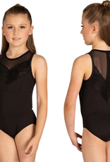 Danshuz 24121C-Kids Shoshanna Wide Neck Tank Leotard-BLACK 12-14