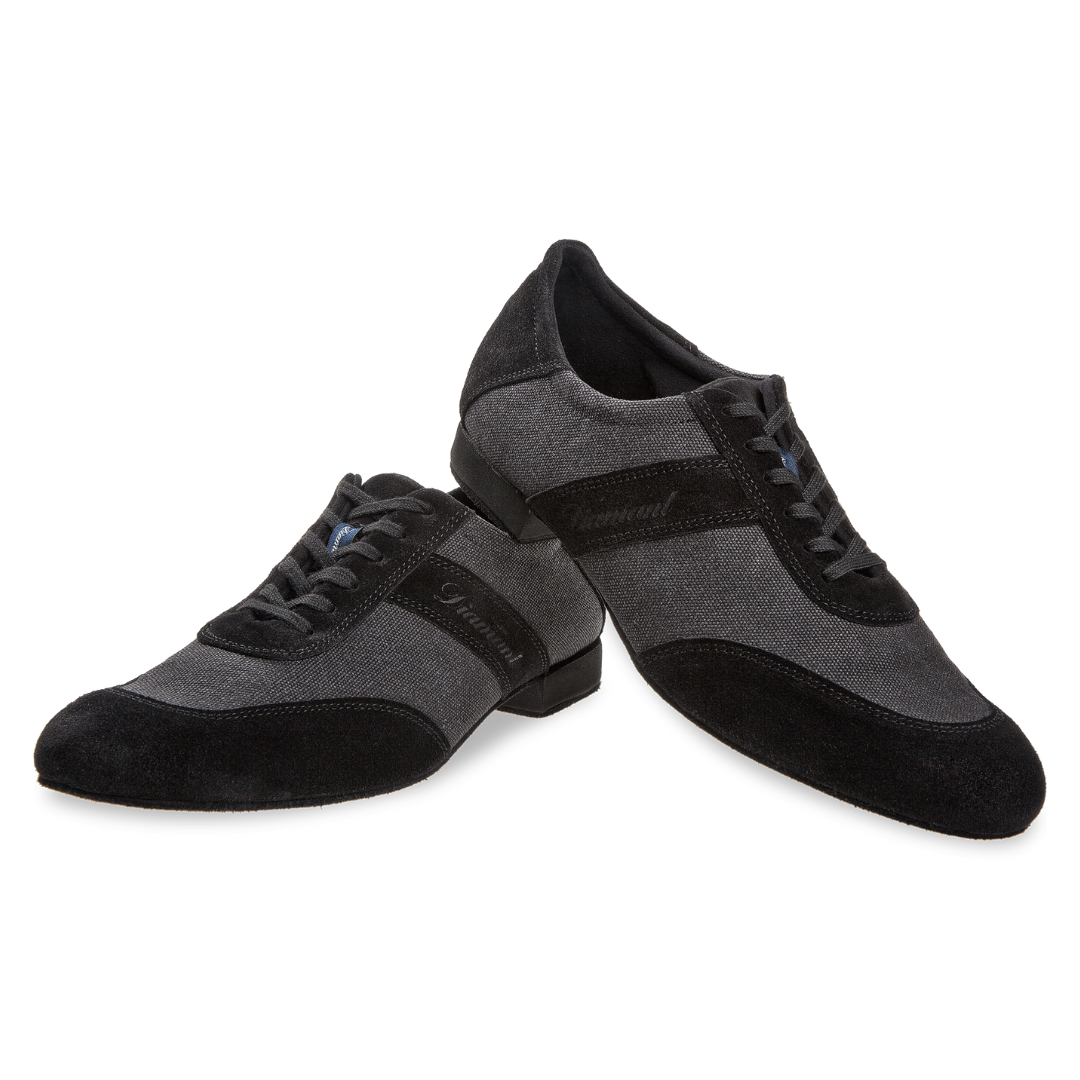 Diamant 192-025-637-Chaussures De Danse Homme 1'' Semelle Suede Textile Anthracite /  Suede Noir