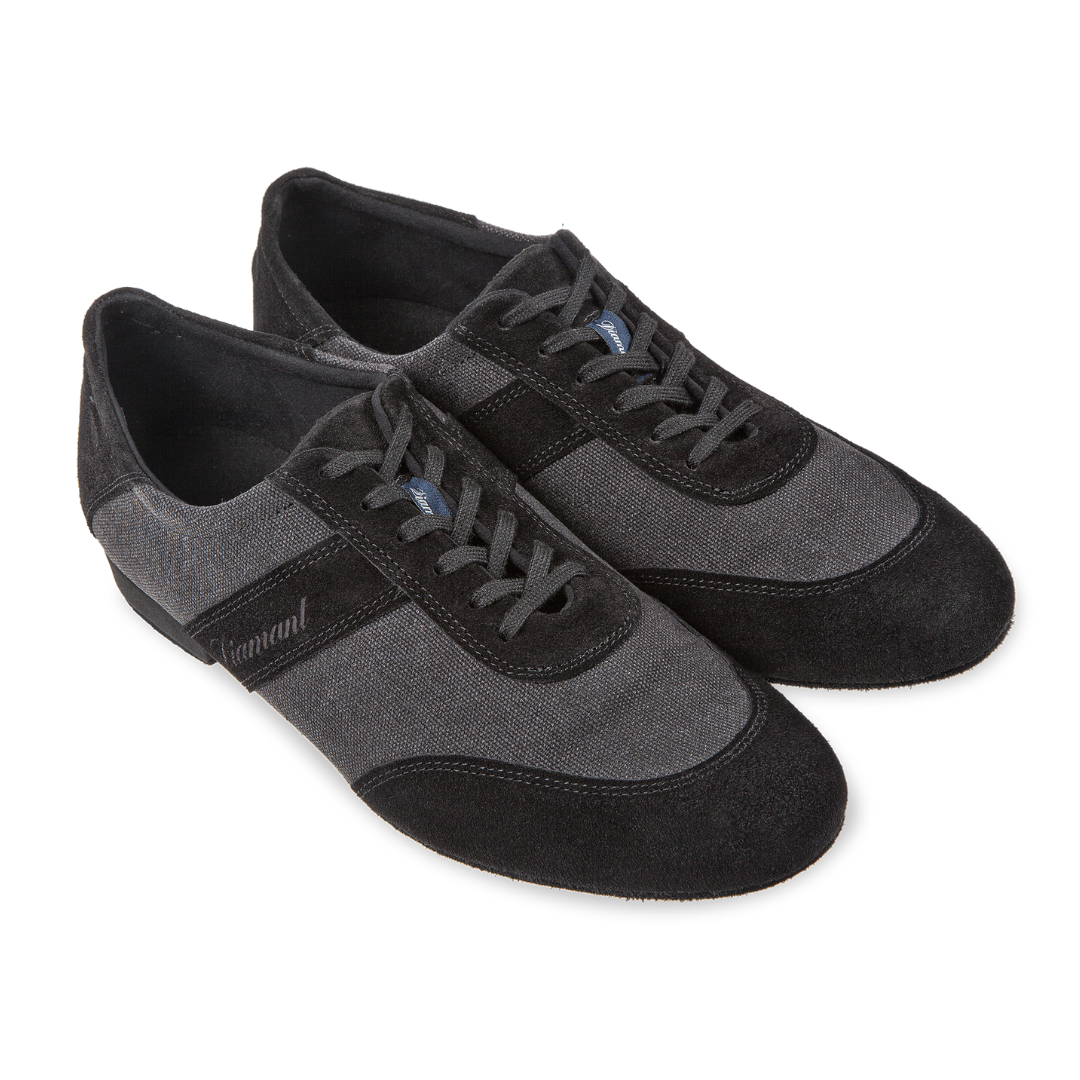 Diamant 192-025-637-Chaussures De Danse Homme 1'' Semelle Suede Textile Anthracite /  Suede Noir