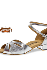 Diamant 141-129-001-Ballroom Shoes Wide width  1'' Bloc Heel Suede Sole-SILVER