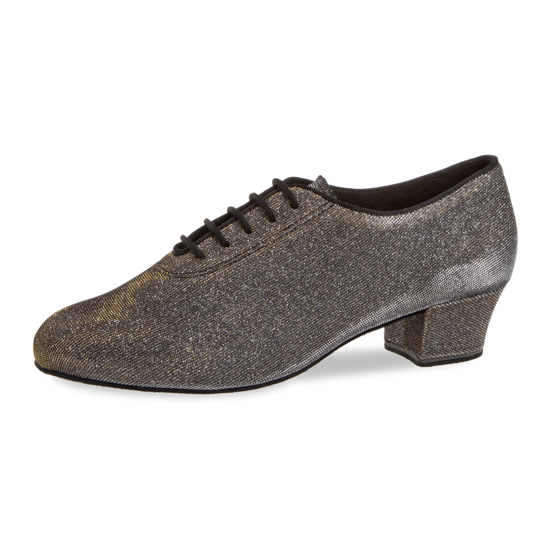 Diamant 093-034-509-A-Ballroom Shoes 1.5" Suede Sole-BLACK/SILVER GOLD SHINE