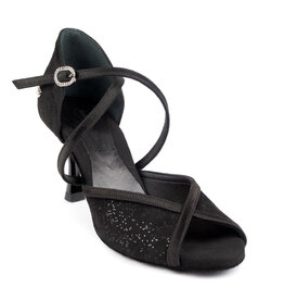Portdance PD500-Soulier de Danse 2.5"Semelle Suede Satin Noir / Suede Noir