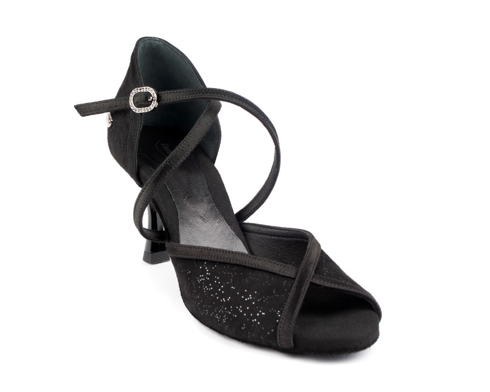 Portdance PD500-Soulier de Danse 2.5"Semelle Suede Satin Noir / Suede Noir
