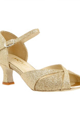 Merlet KALIS-1962-417-Ballroom Shoes 2'' Suede Sole Glitter- GOLD