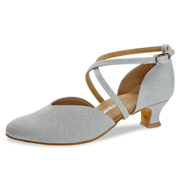 Diamant 170-013-002-Ballroom Shoes 1.5" Suede Sole Brocade-SILVER