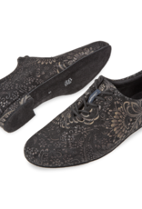 Diamant 199-005-623-Ballroom Shoes 1/2" Suede Sole Black Suede Rococo Print