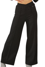 Pridance 266-Pantalon Palazzo Non Brossé Taille Haute Croisée