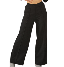 Pridance 266-Pantalon Palazzo Non Brossé Taille Haute Croisée