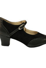 Merlet SUZA-1300-001-Soulier De Danse 1.7" Semelle Suede Cuir Metis Chèvre Velours-NOIR