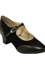 Merlet SUZA-1300-001-Soulier De Danse 1.7" Semelle Suede Cuir Metis Chèvre Velours-NOIR