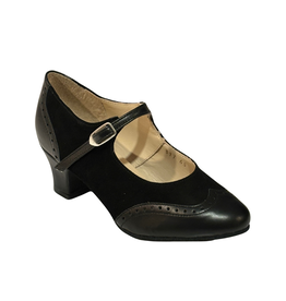 Merlet SUZA-1300-001-Soulier De Danse 1.7" Semelle Suede Cuir Metis Chèvre Velours-NOIR