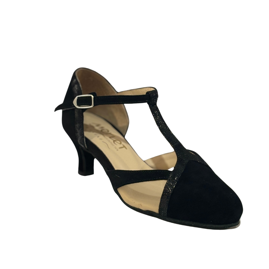 Merlet ANAIS3-1404-001-Soulier De Danse 2" Semelle Suede Cuir Isola Chèvre Velours-NOIR