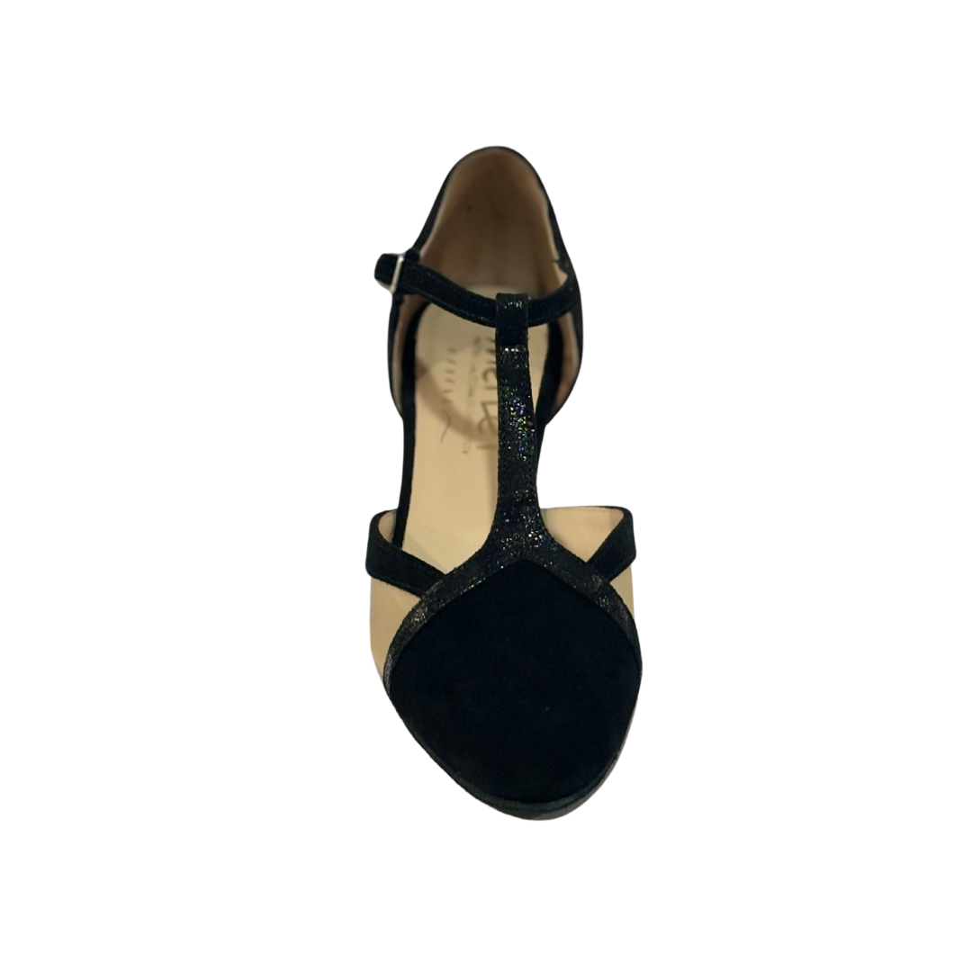 Merlet ANAIS3-1404-001-Soulier De Danse 2" Semelle Suede Cuir Isola Chèvre Velours-NOIR