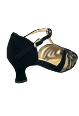 Merlet KANEL7-1404-083-Ballroom Shoes 2'' Suede Sole Isola Leather Velvet Leather-BLACK/SILVER