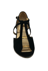 Merlet KATIA-1404-001-Soulier de Danse 2" Semelle Suede Chèvre Velours Cuir Glass-NOIR/BRONZE