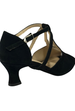 Merlet KATIA-1404-001-Soulier de Danse 2" Semelle Suede Chèvre Velours Cuir Glass-NOIR/BRONZE