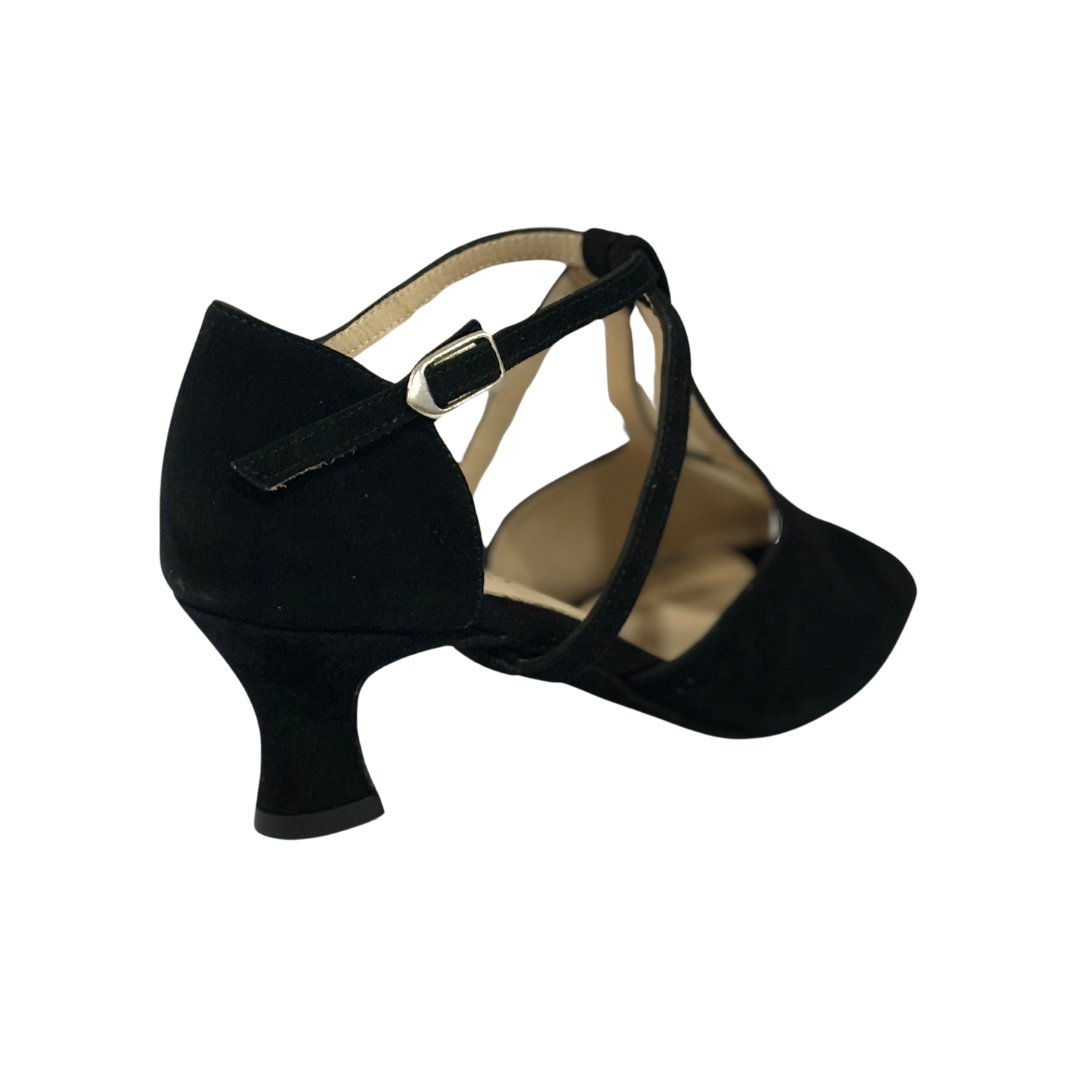 Merlet KATIA-1404-001-Soulier de Danse 2" Semelle Suede Chèvre Velours Cuir Glass-NOIR/BRONZE