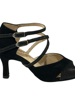 Merlet SANDY3-1404-001-Soulier de Danse 2.5" Semelle Suede Cuir Glass Chèvre Velours-NOIR