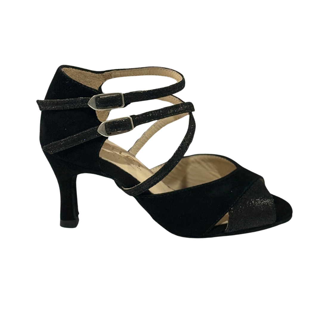 Merlet SANDY3-1404-001-Soulier de Danse 2.5" Semelle Suede Cuir Glass Chèvre Velours-NOIR