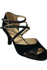 Merlet SANDY3-1404-001-Soulier de Danse 2.5" Semelle Suede Cuir Glass Chèvre Velours-NOIR