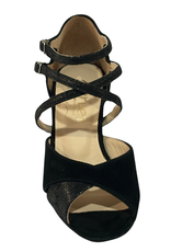 Merlet SANDY3-1404-001-Soulier de Danse 2.5" Semelle Suede Cuir Glass Chèvre Velours-NOIR