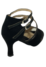 Merlet SANDY3-1404-001-Soulier de Danse 2.5" Semelle Suede Cuir Glass Chèvre Velours-NOIR