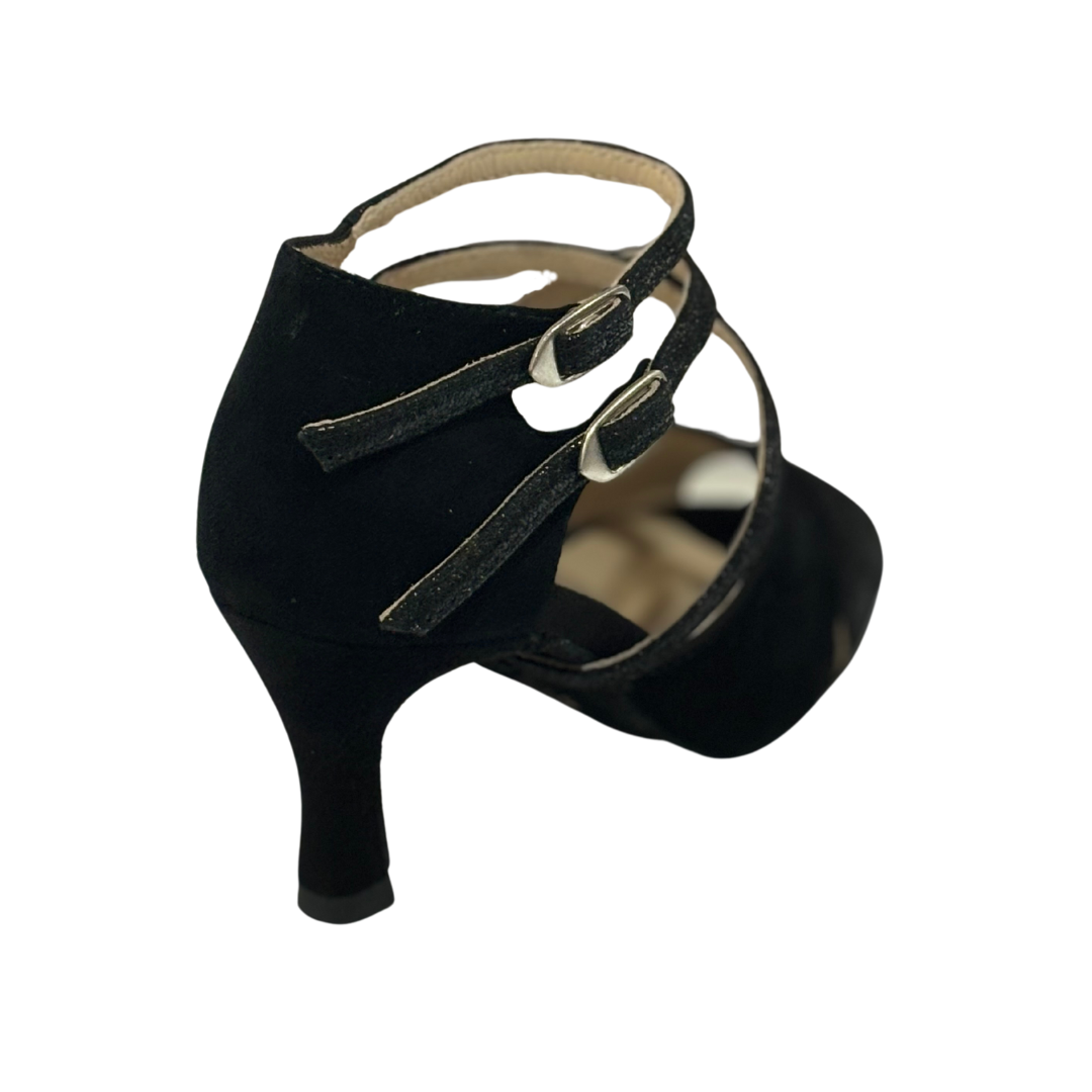 Merlet SANDY3-1404-001-Soulier de Danse 2.5" Semelle Suede Cuir Glass Chèvre Velours-NOIR