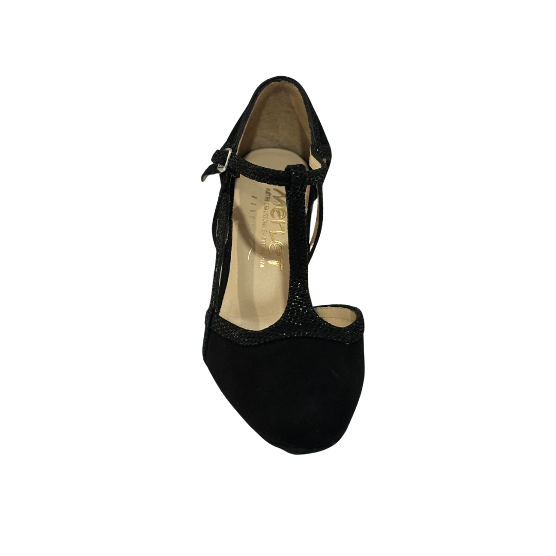 Merlet NALOA3-1404-001-Soulier de Danse 2.5" Semelle Suede Chèvre Velours-NOIR