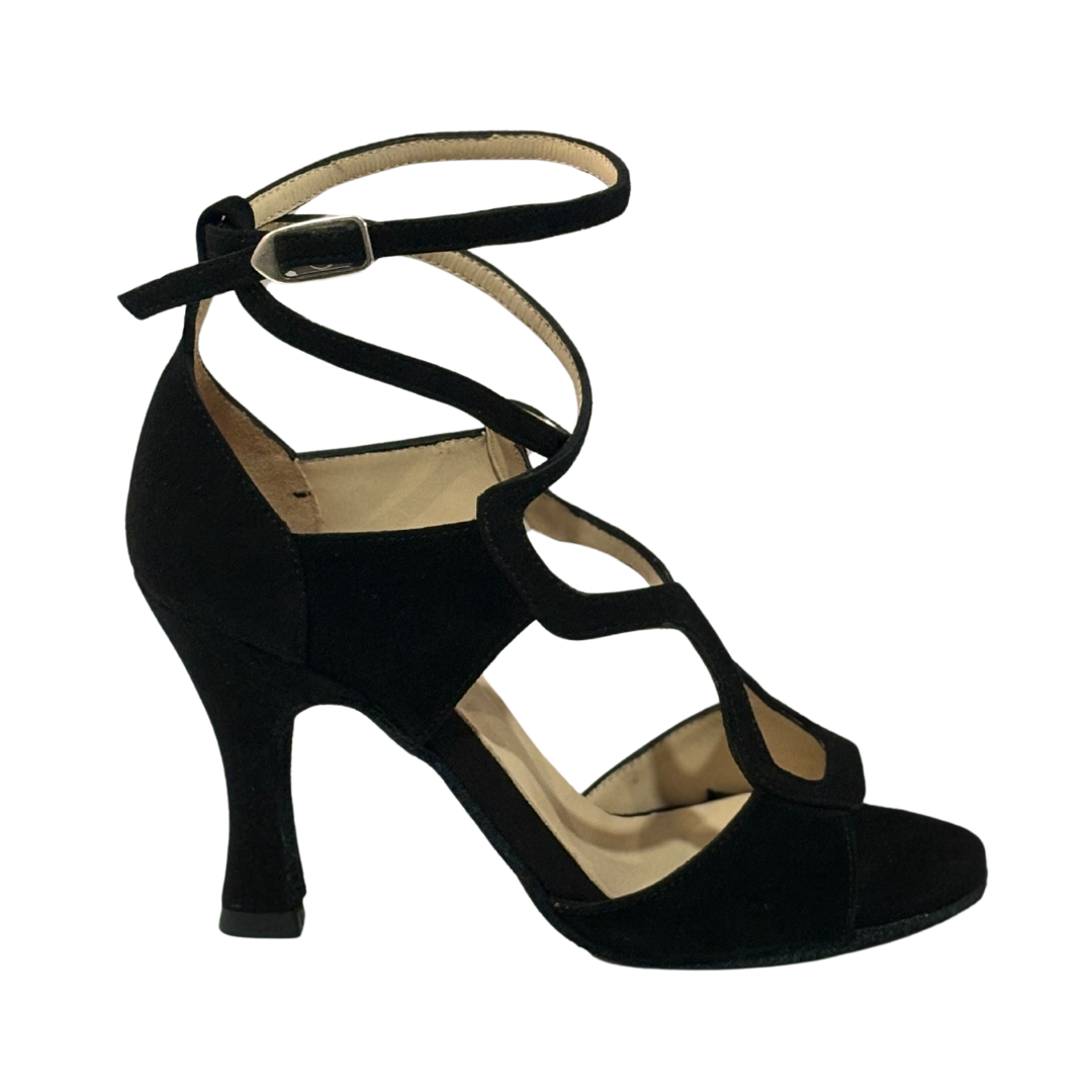 Merlet MONNA-1404-001-Soulier de Danse 3" Semelle Suede Chèvre Velour-NOIR