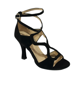 Merlet MONNA-1404-001-Soulier de Danse 3" Semelle Suede Chèvre Velour-NOIR
