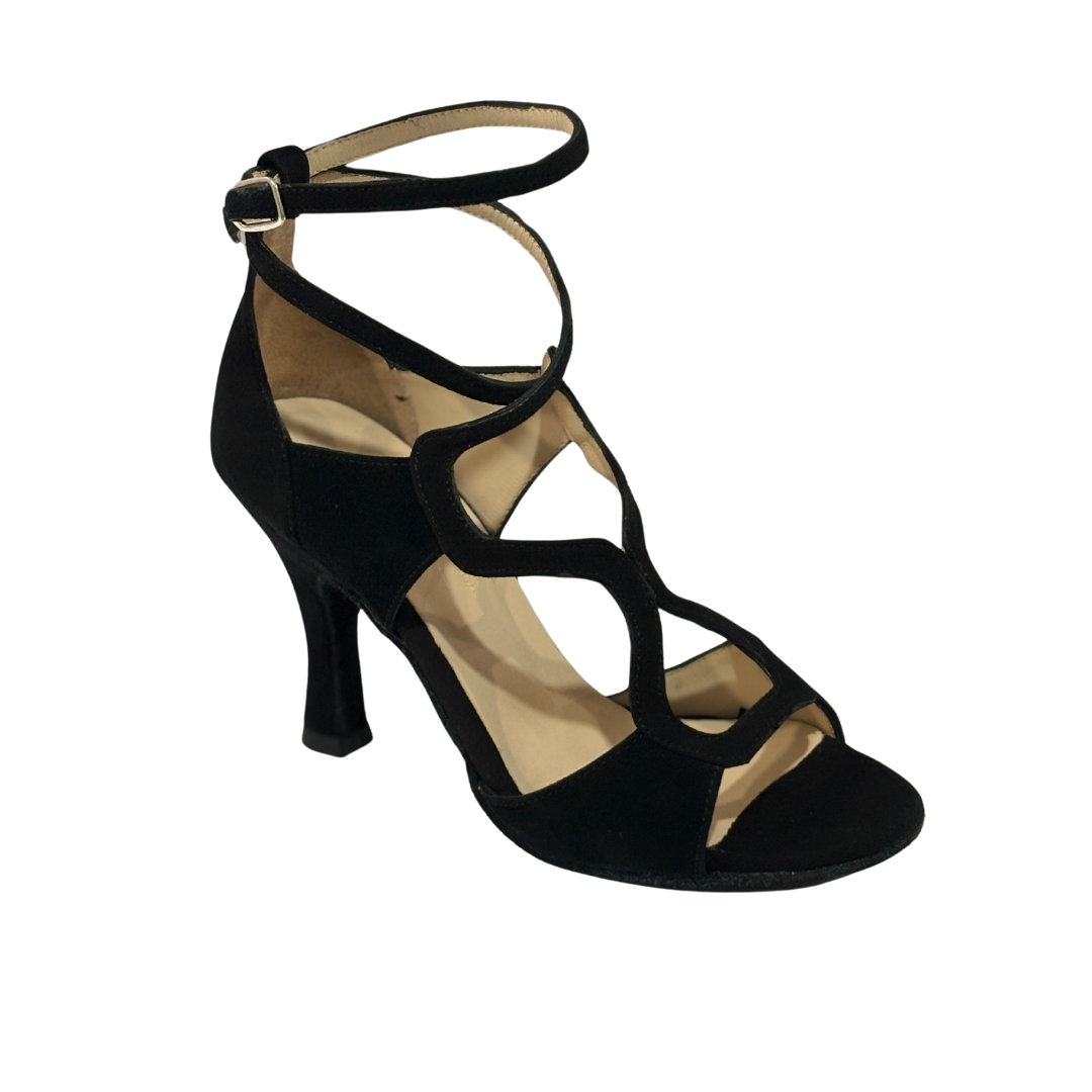 Merlet MONNA-1404-001-Soulier de Danse 3" Semelle Suede Chèvre Velour-NOIR