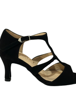 Merlet SYDIE-1404-001-Soulier de Danse 2.5" Semelle Suede Chèvre Velour-NOIR