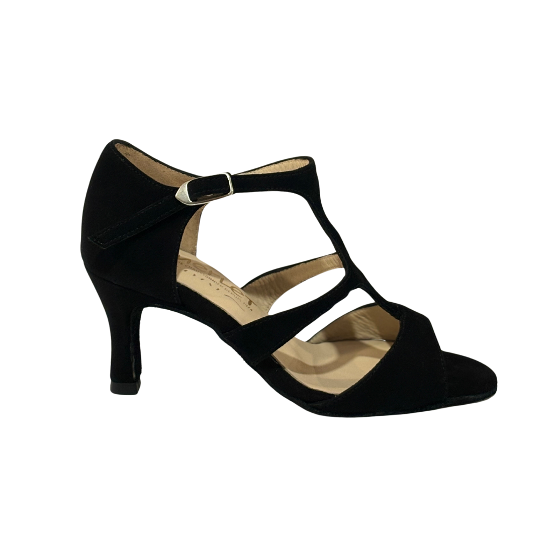 Merlet SYDIE-1404-001-Soulier de Danse 2.5" Semelle Suede Chèvre Velour-NOIR