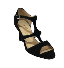 Merlet SYDIE-1404-001-Soulier de Danse 2.5" Semelle Suede Chèvre Velour-NOIR