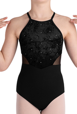 Bloch CL5665-Rosie Leotard Dos Ouvert Corsage Velours-NOIR