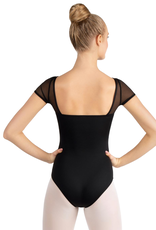 Capezio SE1039W-Leotard Manches Courtes Insertion de Mesh
