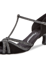 Diamant 205-077-656-Soulier de Danse  2" Semelle Suede BROCADE ARGENT / SUEDE NOIR
