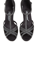 Diamant 205-077-656-Soulier de Danse  2" Semelle Suede BROCADE ARGENT / SUEDE NOIR