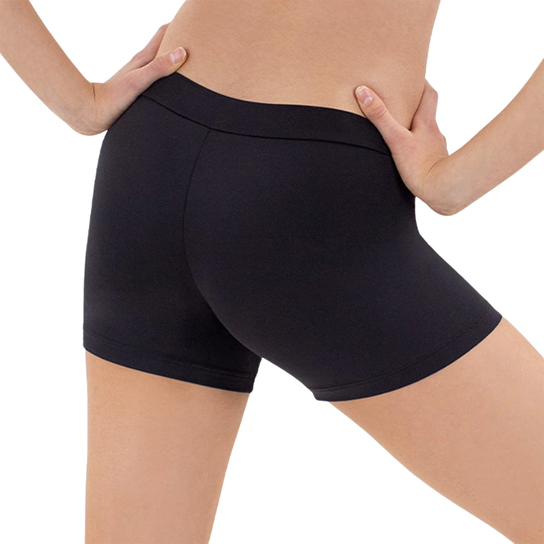 Eurotard 44329-Adult Microfiber V Waist Athletic Shorts-BLACK
