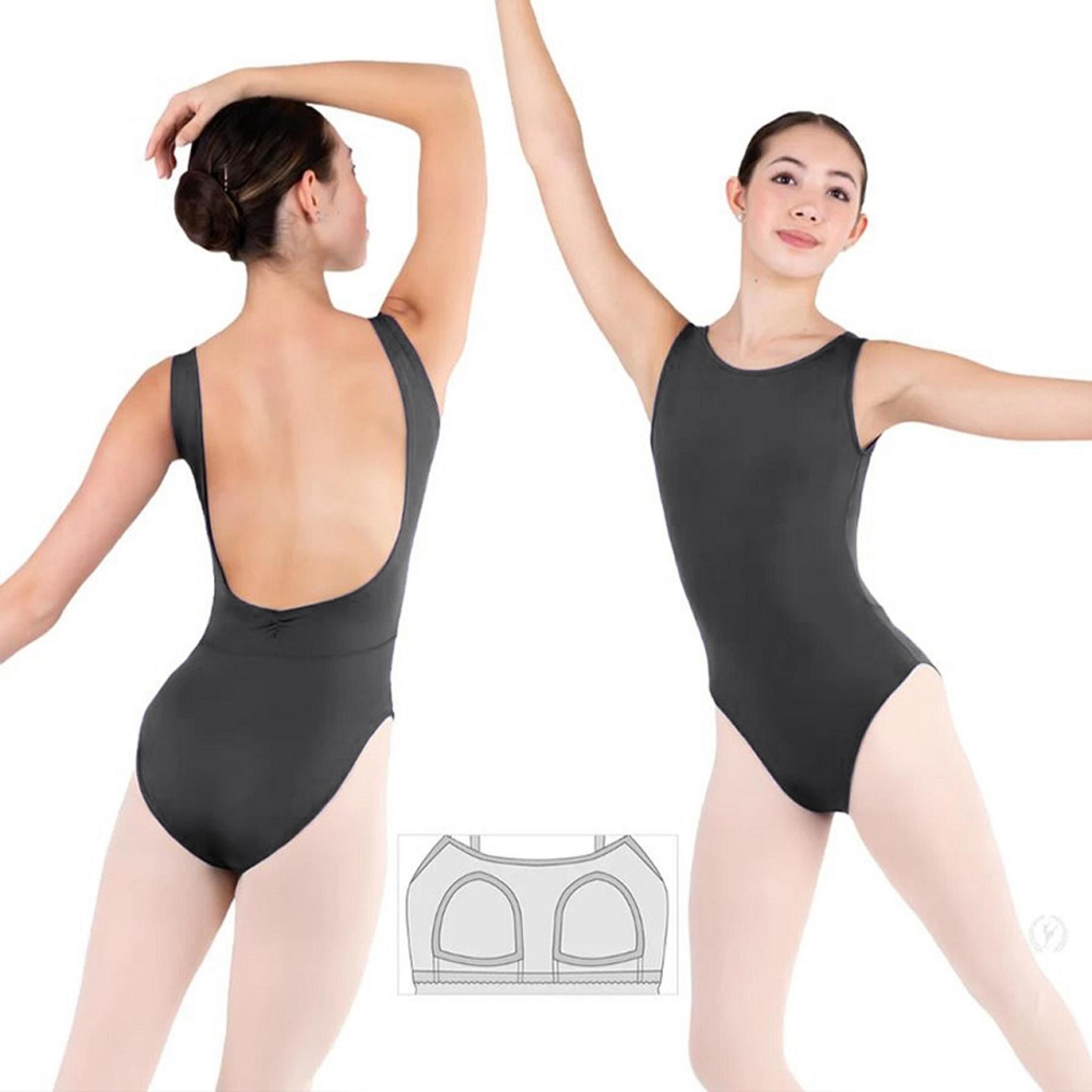 Eurotard 44492-Adult Open Back Tank Leotard-BLACK