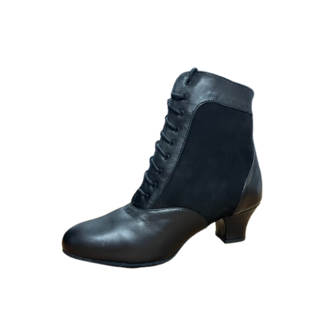 Merlet EVONA1-1300-001-Ballroom Dance Boot 1.7" Suede Sole Leather Suede-BLACK