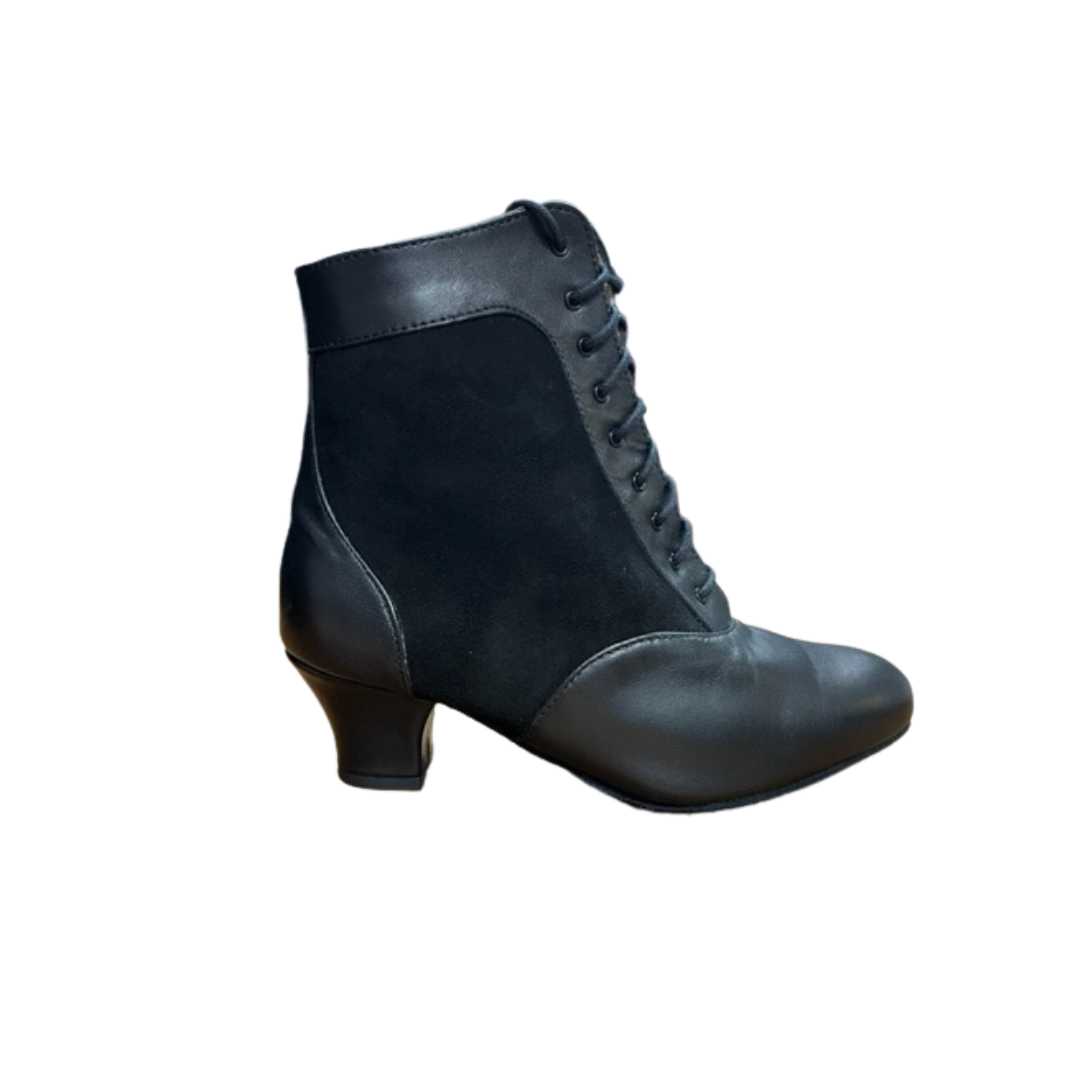 Merlet EVONA1-1300-001-Ballroom Dance Boot 1.7" Suede Sole Leather Suede-BLACK