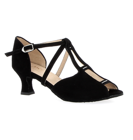 Merlet KATIA1-1404-001-Ballroom Shoes 2'' Suede Sole Rhinestones Velvet-BLACK