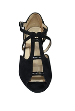 Merlet KATIA1-1404-001-Ballroom Shoes 2'' Suede Sole Rhinestones Velvet-BLACK