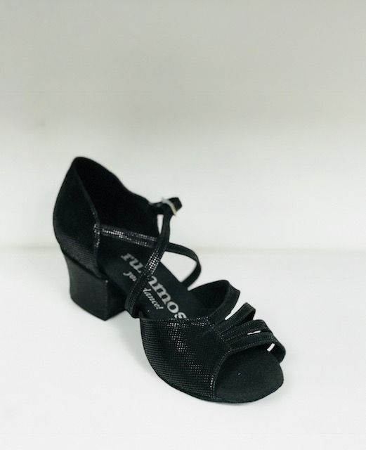 Rummos KAYLA-061-45Ballroom Shoes 1.5'' Suede Sole Diva Leather-BLACK