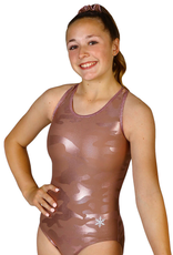 Snowflake Designs DYNAMO- Leotard de Gymnastique à Bretelles au Dos-ROSE/OR